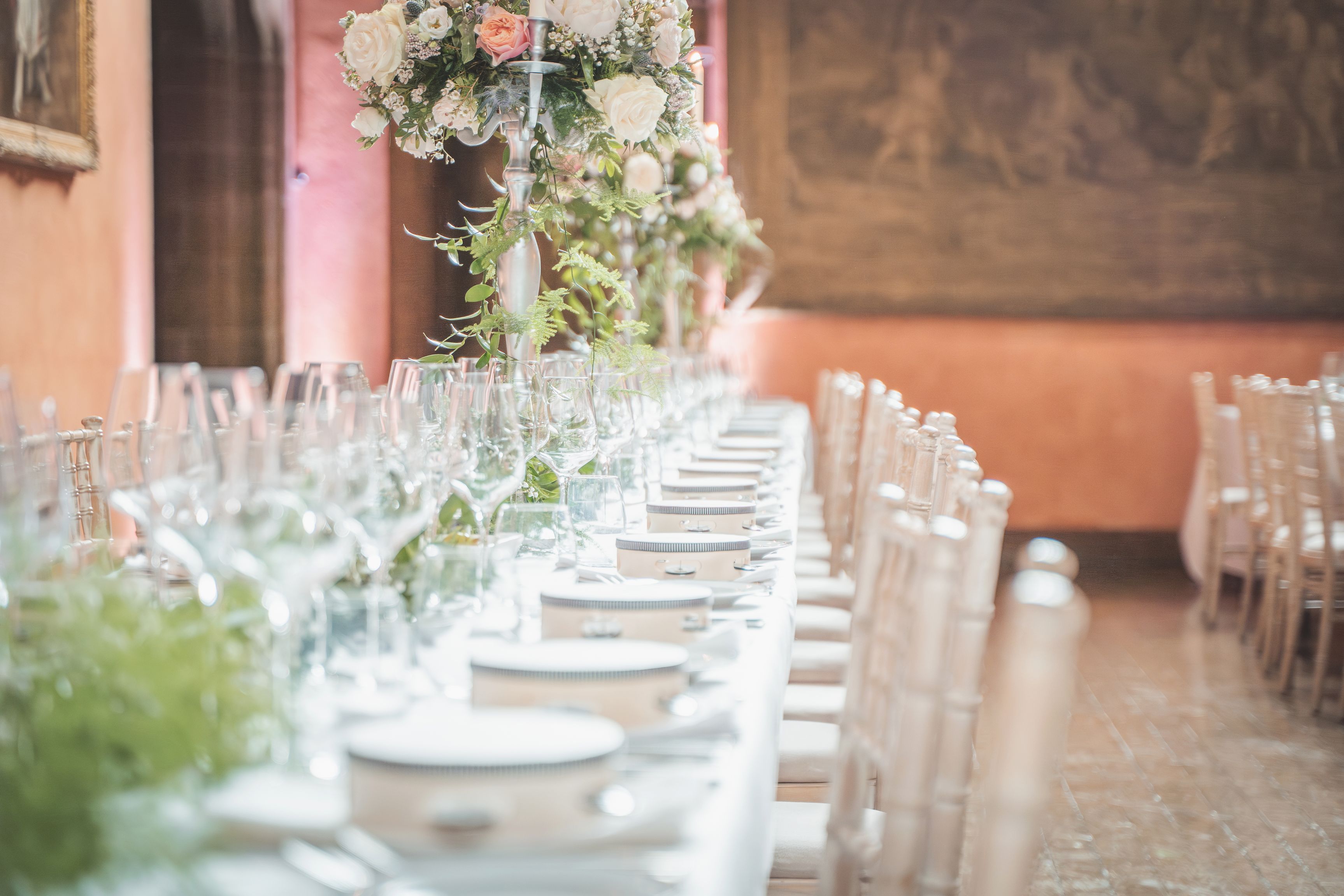 Beautiful table setting at Cowdray House wedding, boho wedding photography by The Photography Boutique