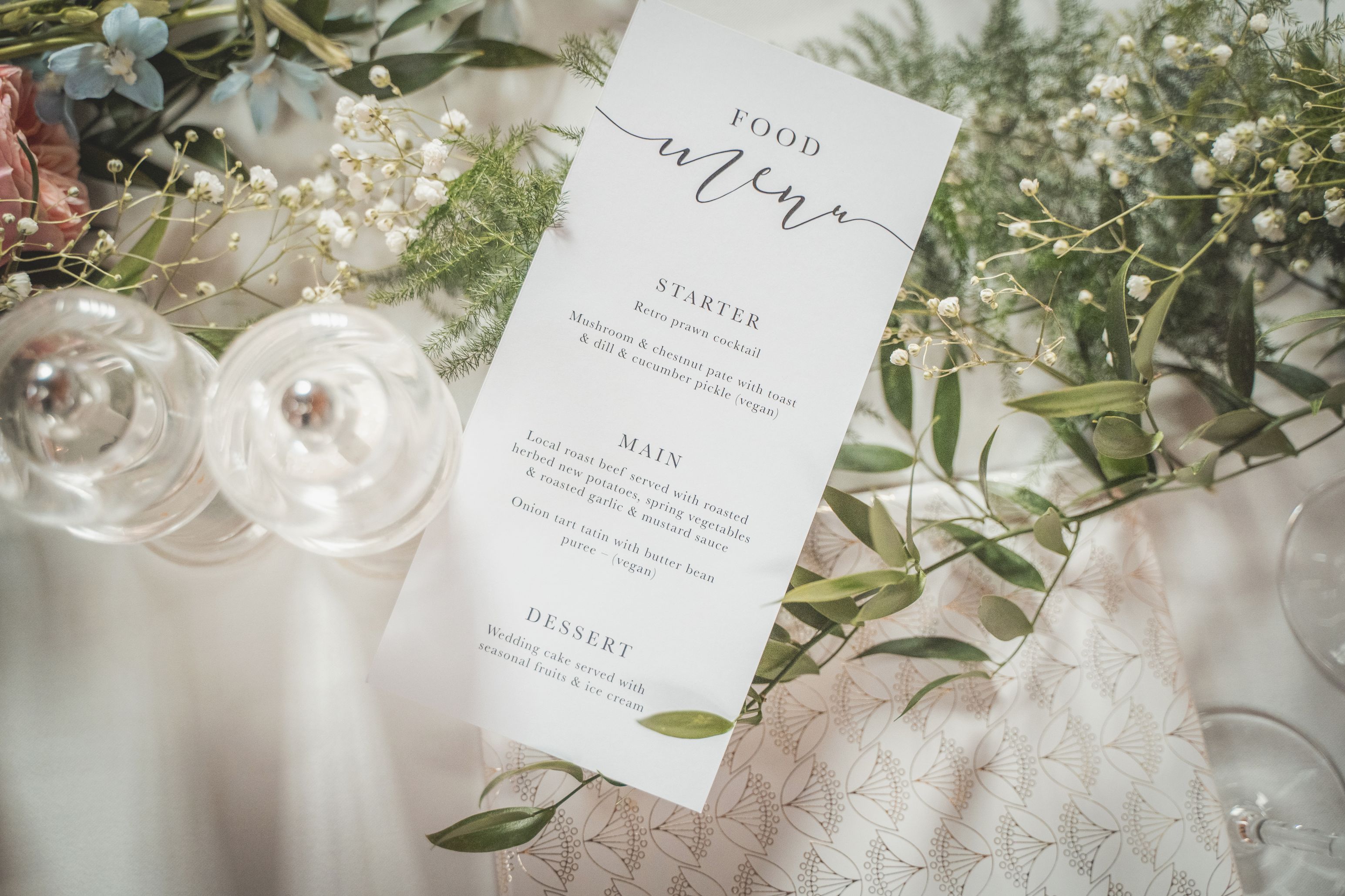 Menu stationary at Cowdray House wedding, natural storytelling wedding photography by The Photography Boutique