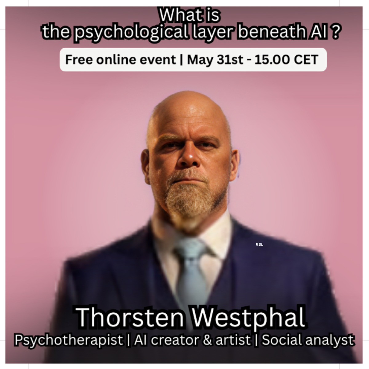 Thorsten Westphal, Psychotherapist, AI Creator & Artist, and Social Analyst. Featured guest specialist on Rewire to Rise for the 'Psychology of Synthetic Reality' event.
