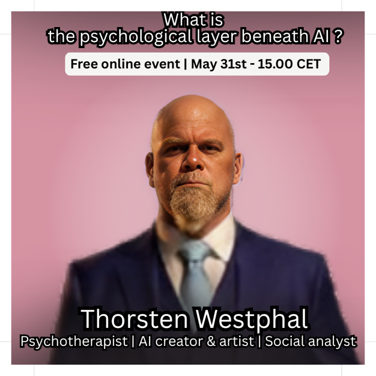 Thorsten Westphal, Psychotherapist, AI Creator & Artist, and Social Analyst. Featured guest specialist on Rewire to Rise for the 'Psychology of Synthetic Reality' event.