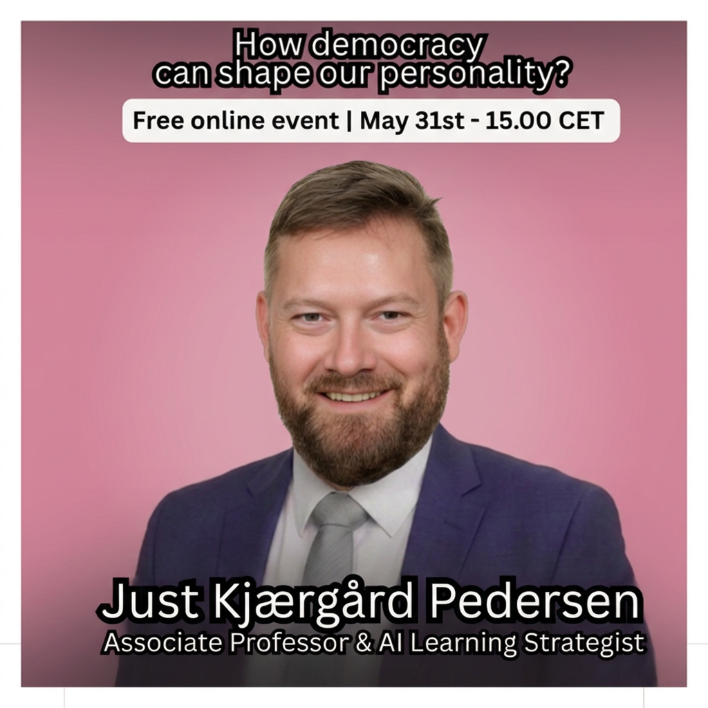 Just Kjærgård Pedersen, Associate Professor & AI Learning Strategist. Featured guest specialist on Rewire to Rise for    what is democracy and how it shapes our personality event, discussing business development and AI.