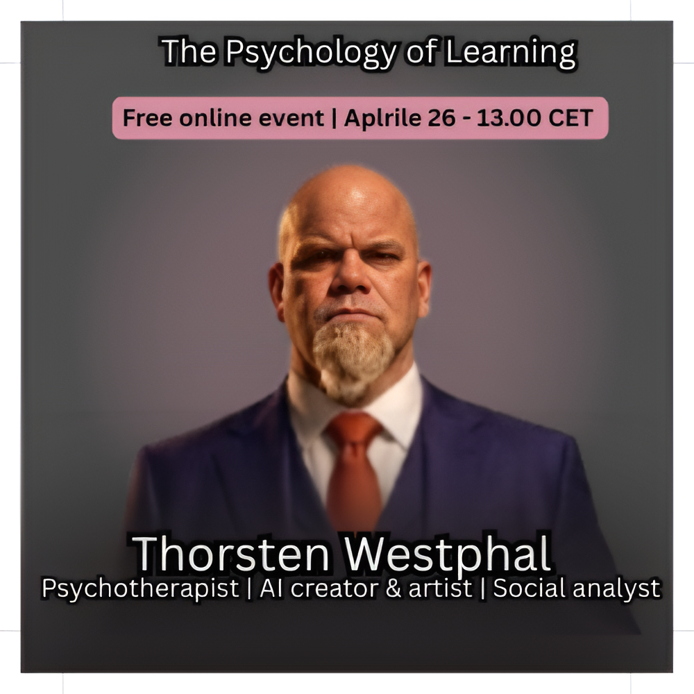 Thorsten Westphal, Psychotherapist, AI Creator & Artist, and Social Analyst. Featured guest specialist on Rewire to Rise for the 'Psychology of Synthetic Reality' event.