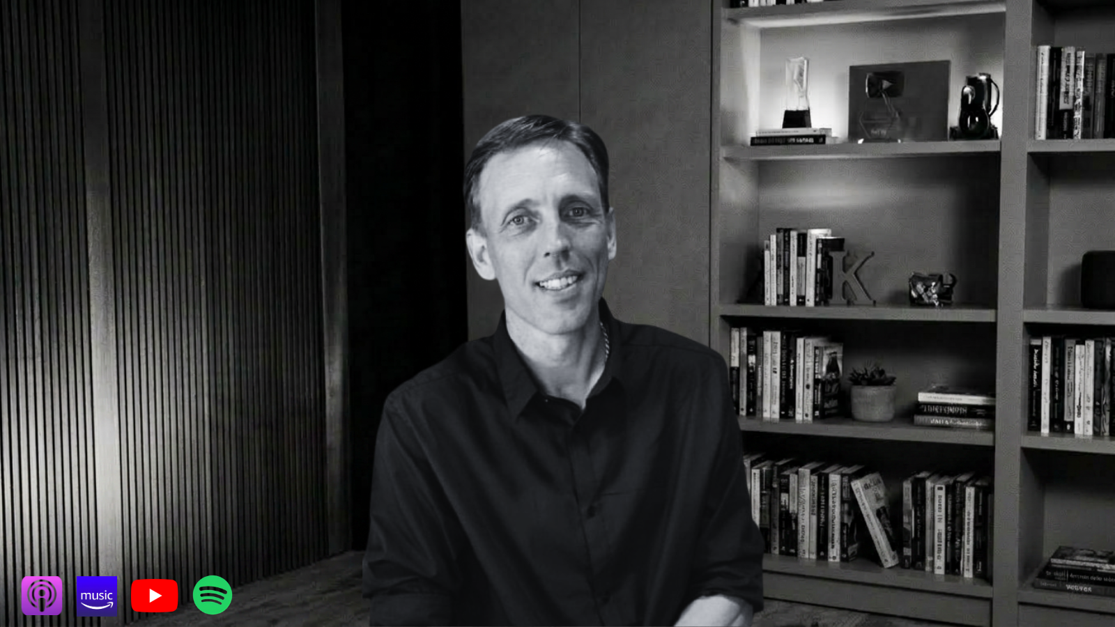 Podcast episode block titled 'Why AI Fails: Cracking the Code of Behavioural Safety (BSL) with Nicolai Hyllested.' The design includes a black and white video thumbnail of BSL architect Nicolai Hyllested in front of a bookshelf, summary text explaining Residual Stream Cartography, and pink and white streaming buttons.