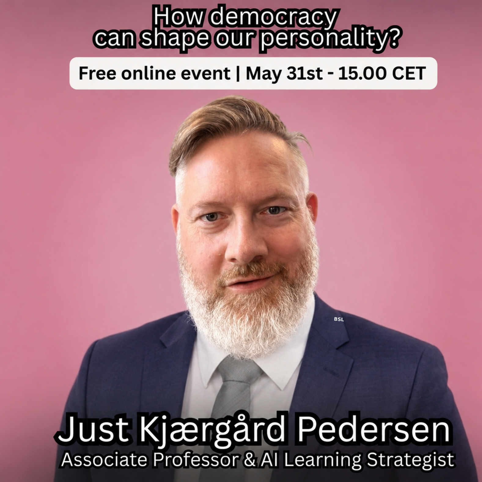 Just Kjærgård Pedersen, Associate Professor & AI Learning Strategist. Featured guest specialist on Rewire to Rise for    what is democracy and how it shapes our personality event, discussing business development and AI.