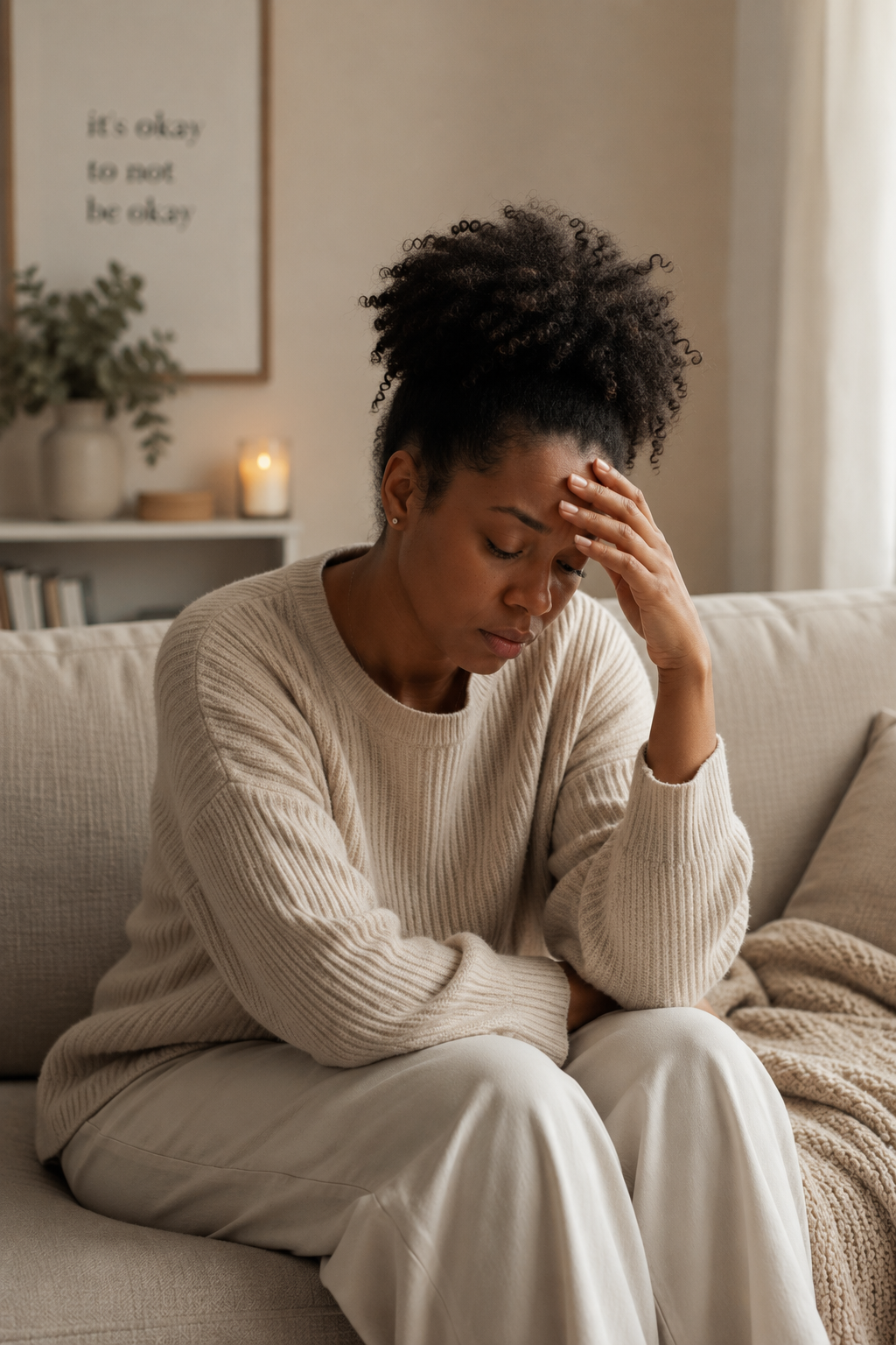 Black woman participating in therapy carrying an invisible load