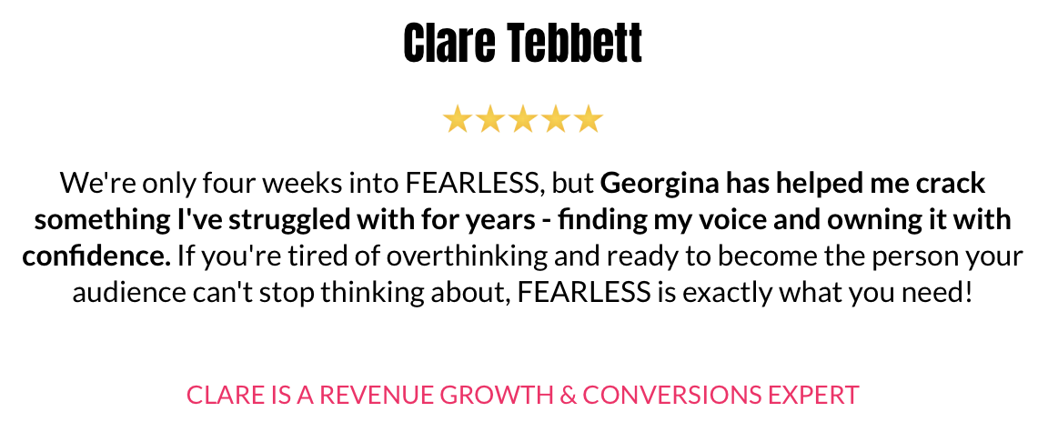 FEARLESS testimonial