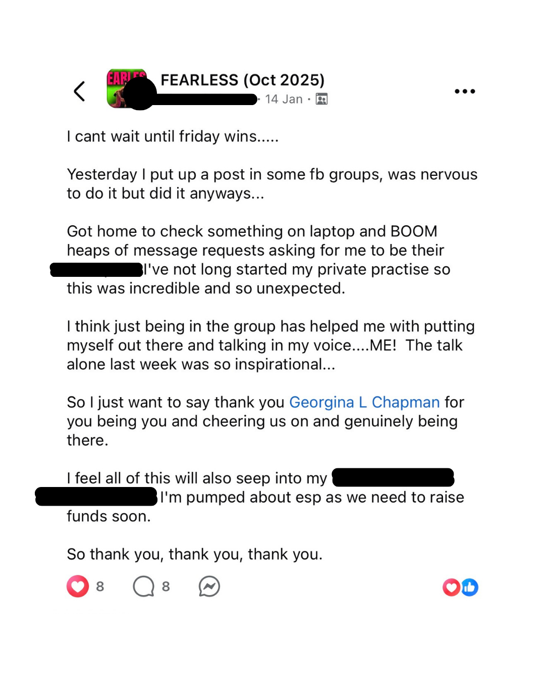 FEARLESS testimonial