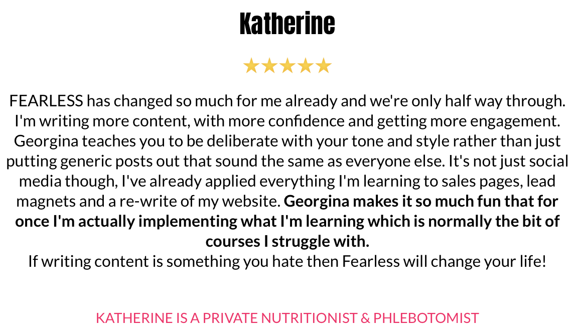 FEARLESS testimonial