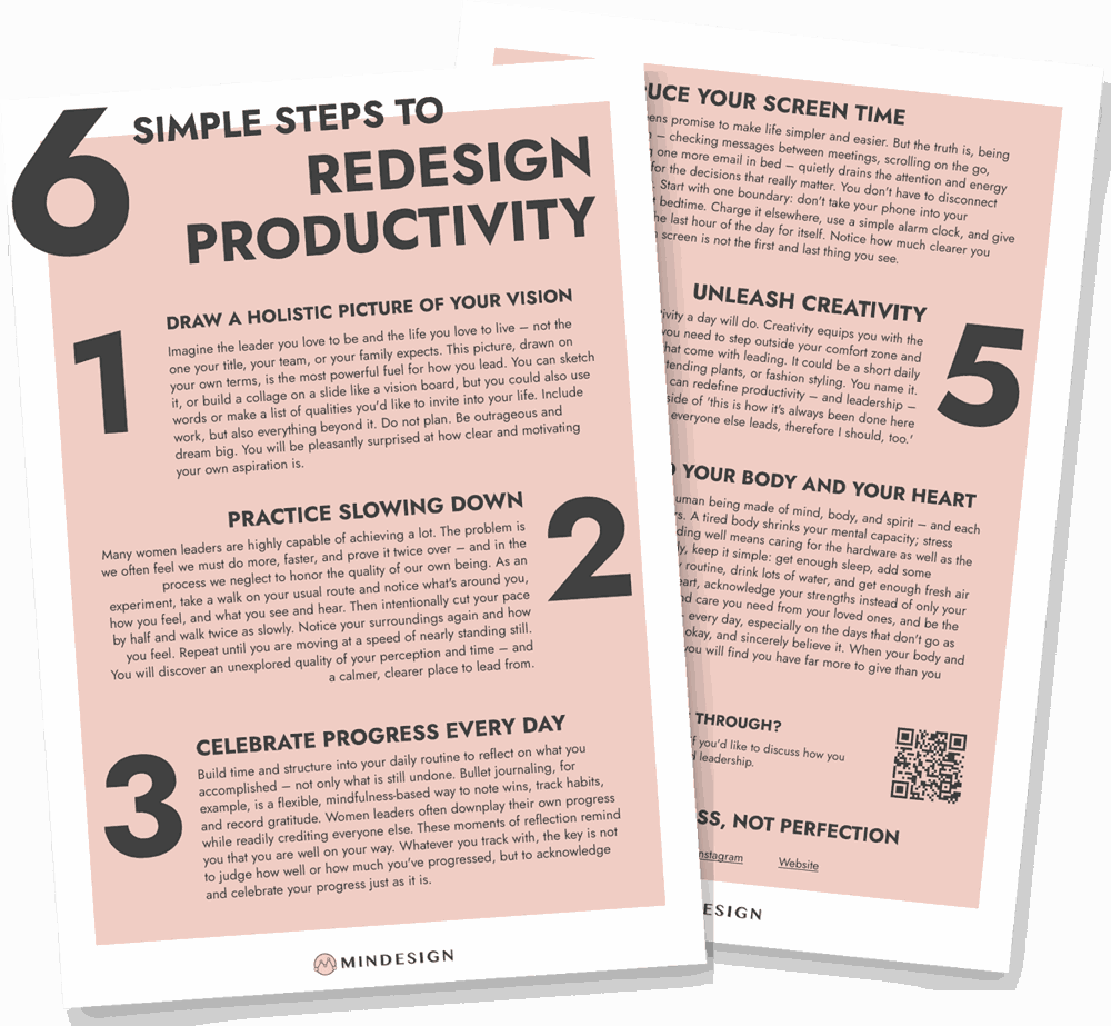 Preview of the two-page guide: 6 Simple Steps to Redesign Productivity