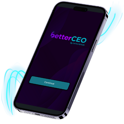 Screenshot of BetterCEO welcome page. Text reads 
