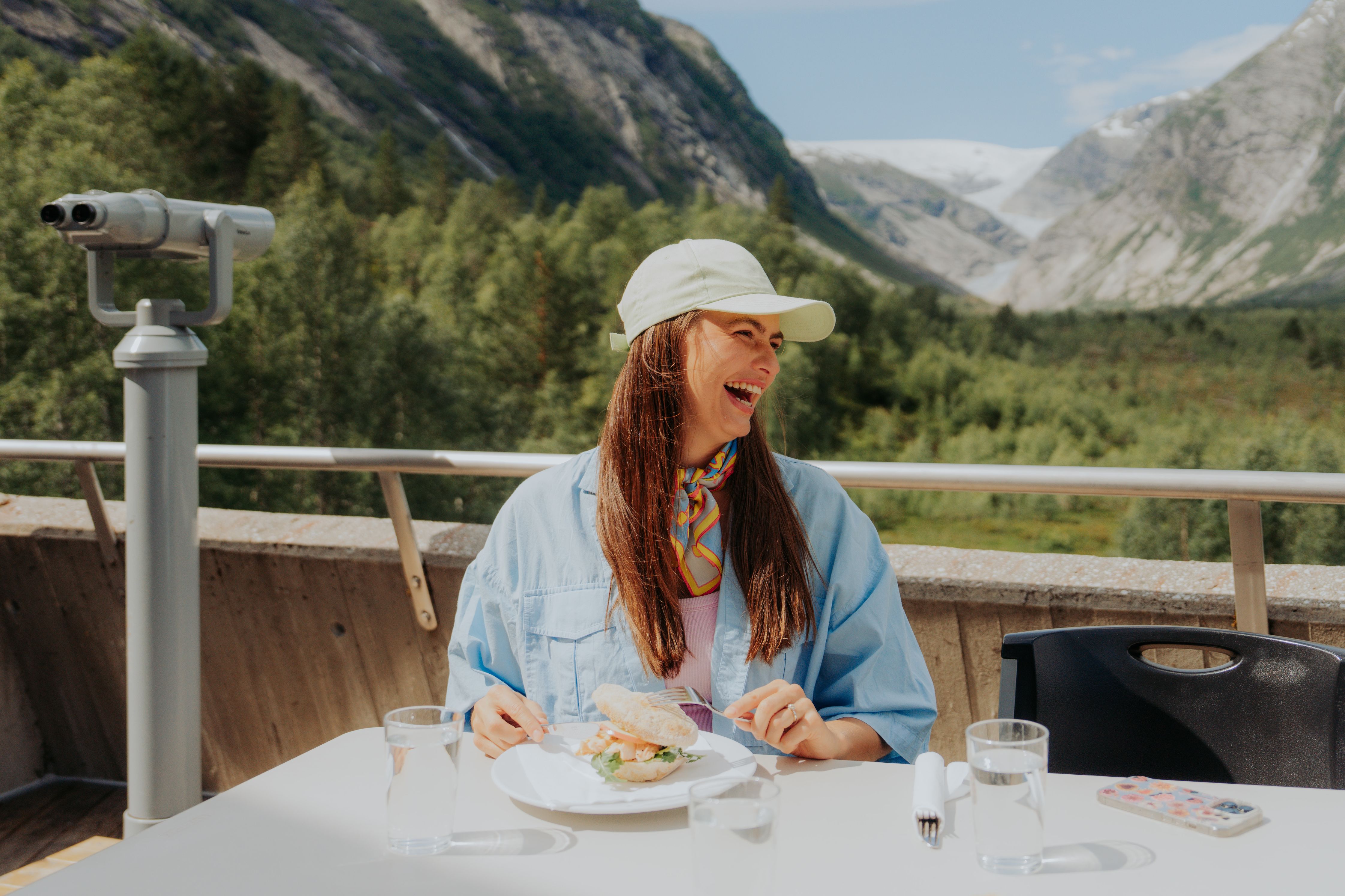 woman enjoying meal on cruise ship in Norway