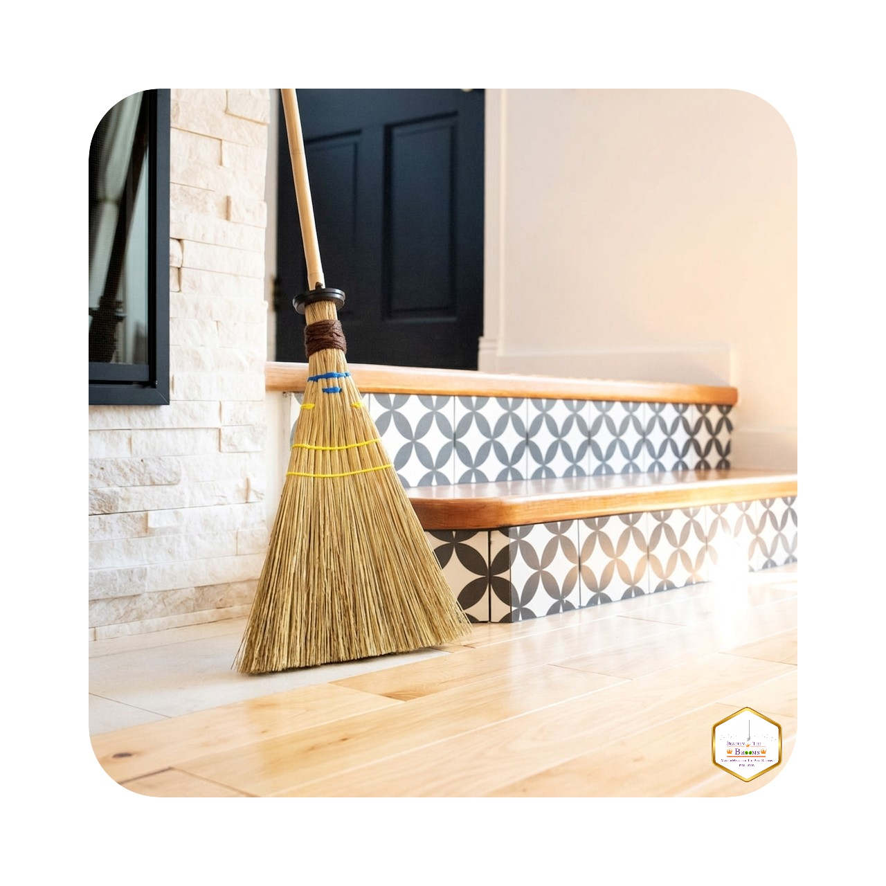BT Brooms classic long-handle BT Broom displayed in a cozy, bohemian home corner.