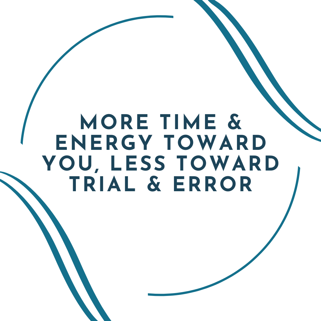 more time and energy toward you, less toward trial and error