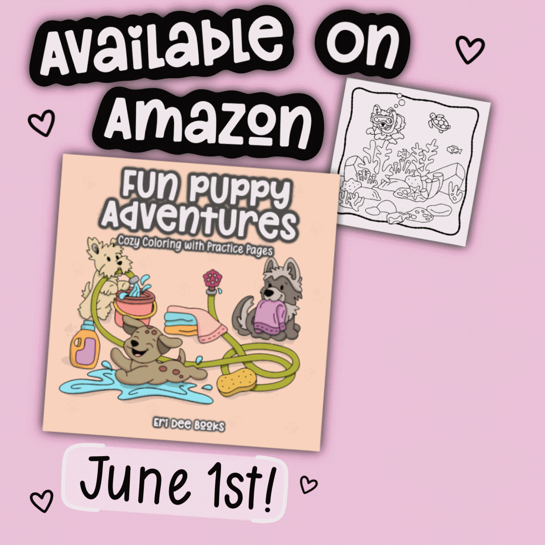Preview of upcoming coloring book titled Cute Puppy Adventures