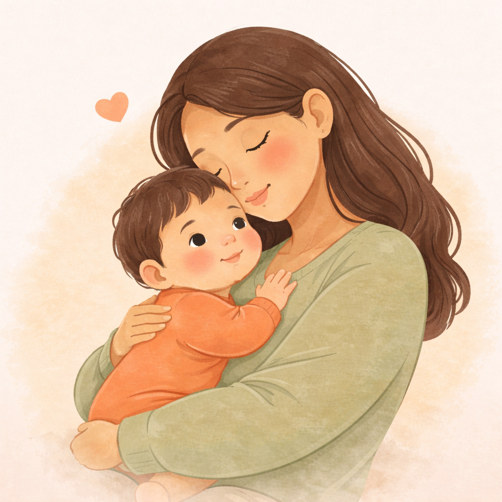 mother and baby embracing