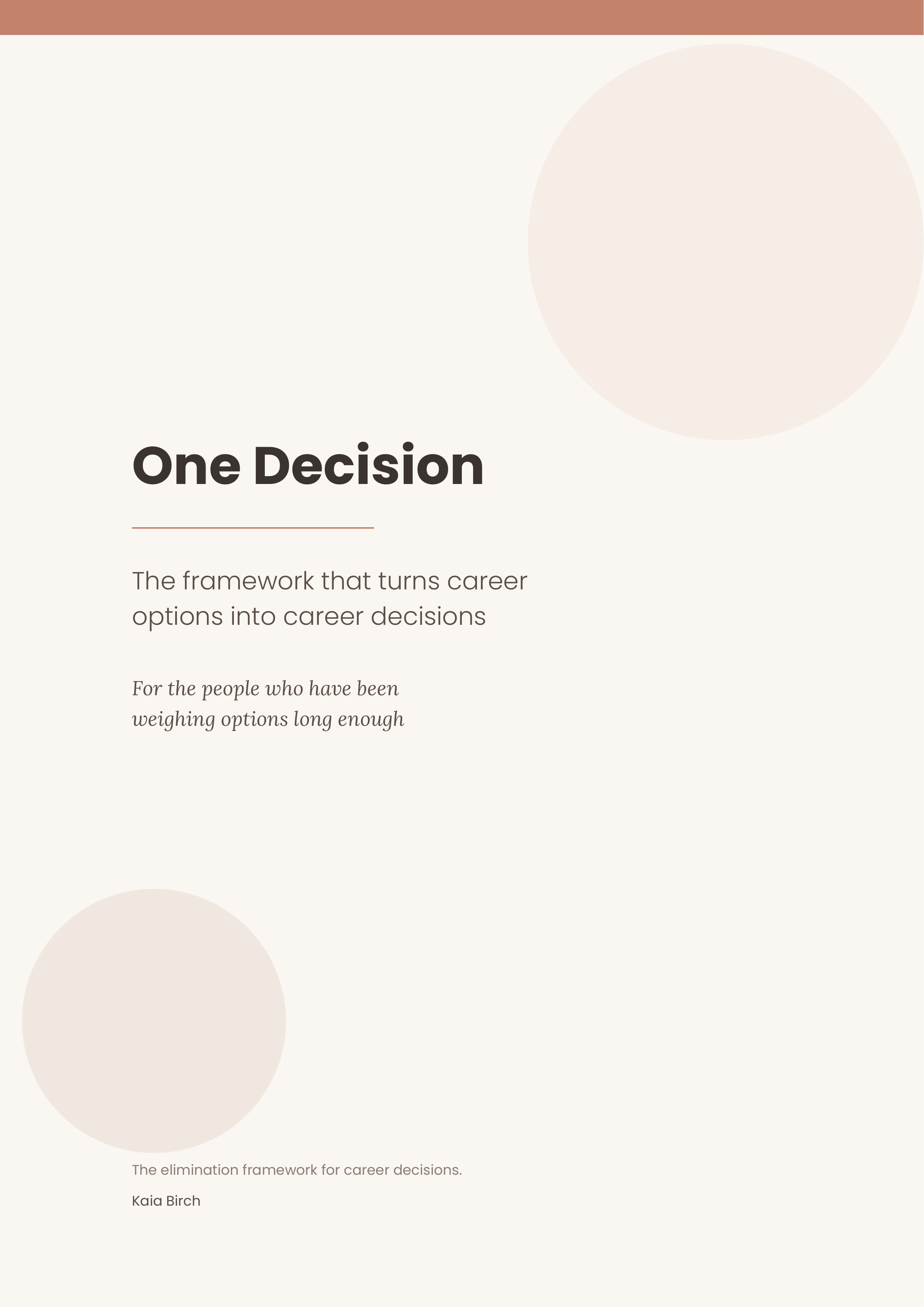 One Decision — The framework that turns career options into career decisions