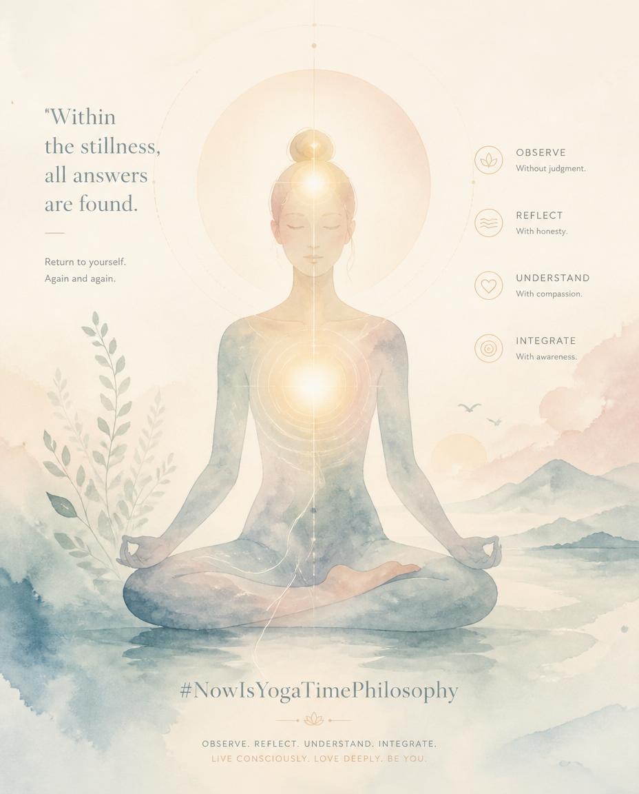 Watercolor figure with a soft glow at the heart and head, symbolizing inner observances and self-reflection. What is Niyama
