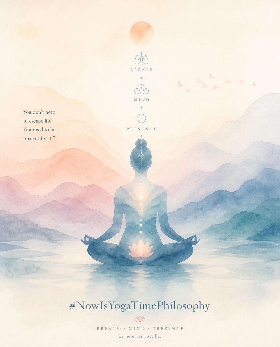 Watercolor meditating figure dissolving into layered pastel depths, symbolizing the inner dimensions of yoga. The Depth of Yoga