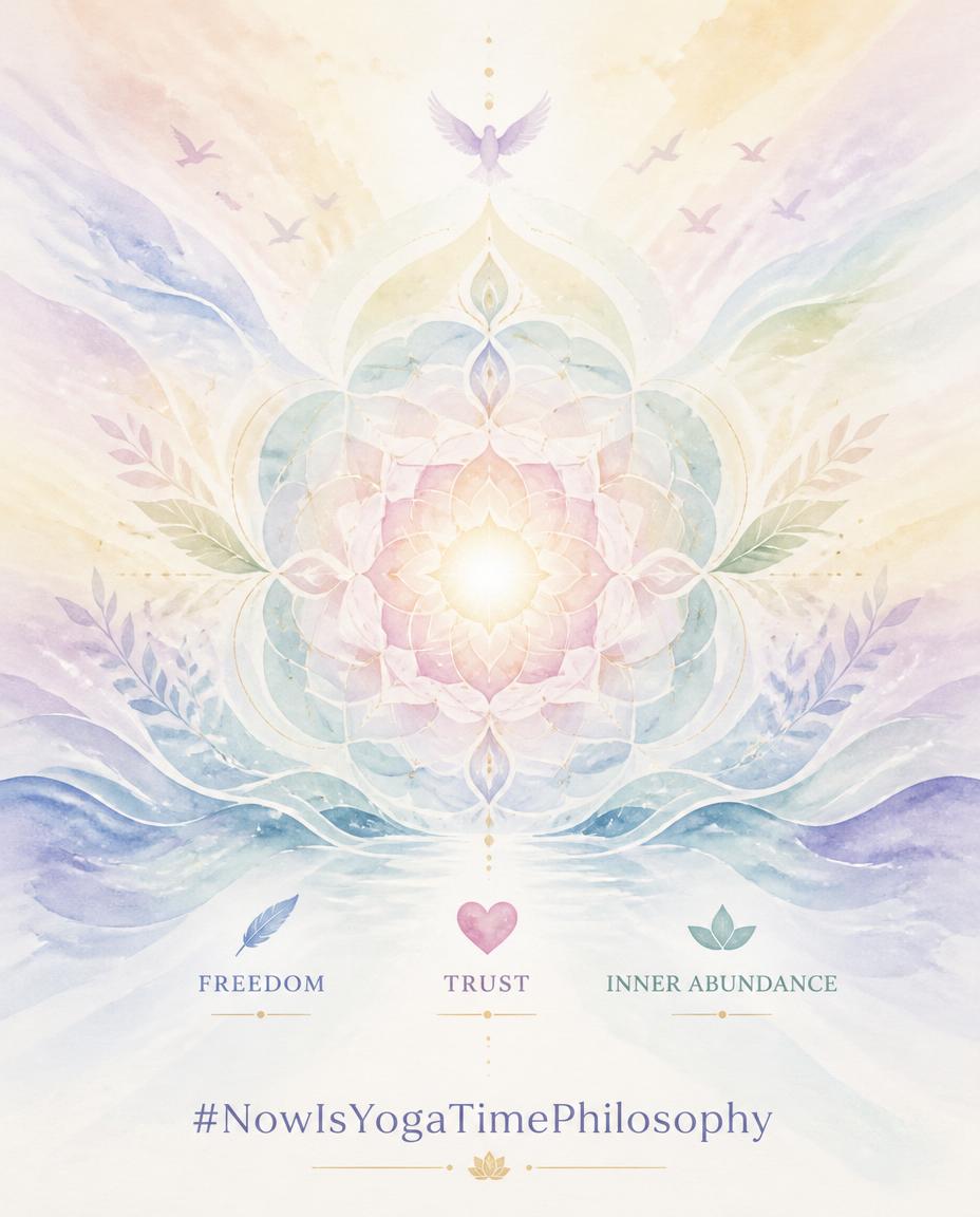 Watercolor figure surrounded by small glowing symbols representing generosity, presence, and mindful receiving. Practices for Cultivating Asteya.