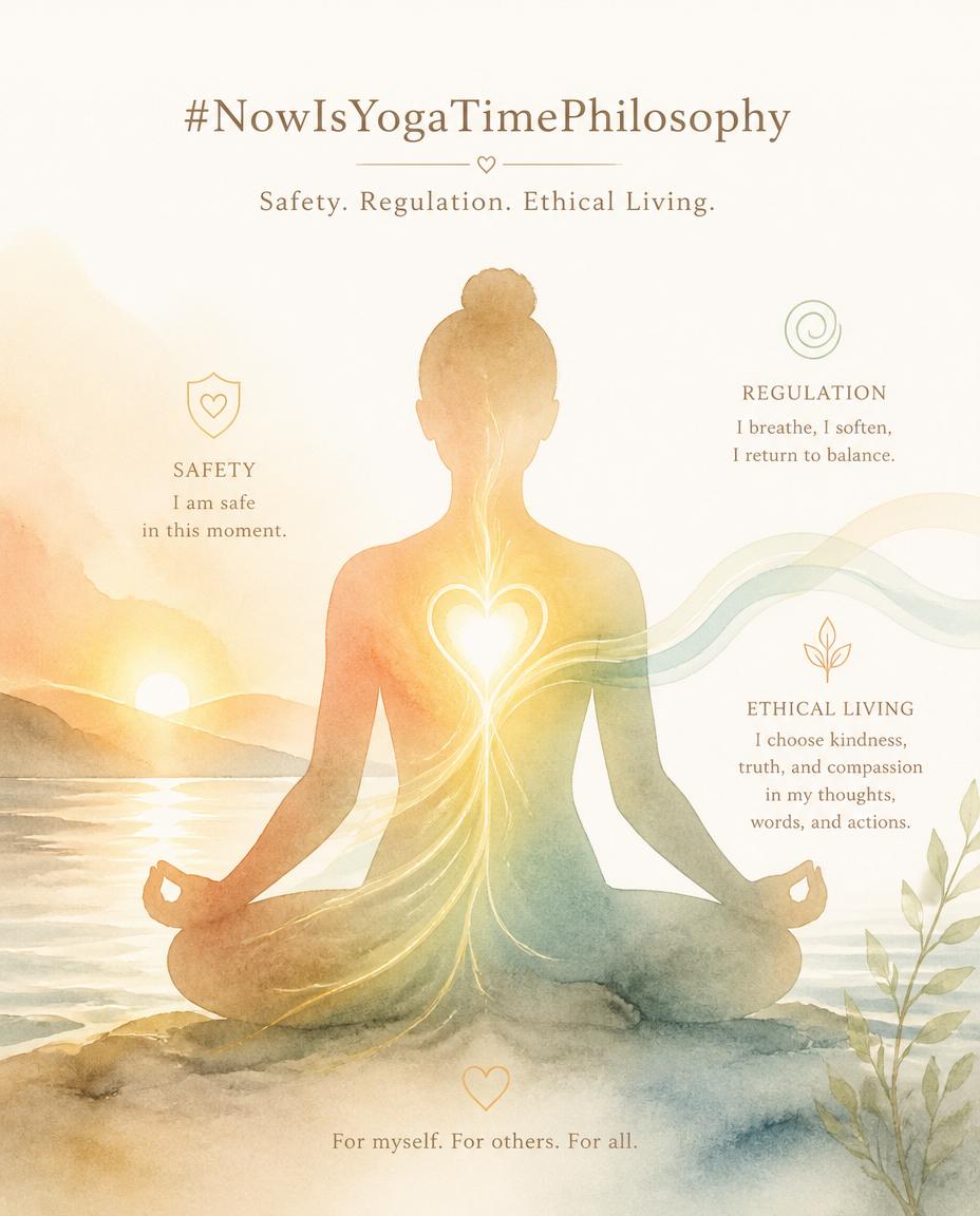 Soft watercolor silhouette with a glowing heart and flowing lines through the body, symbolizing regulation and safety. Yama and the Nervous System.