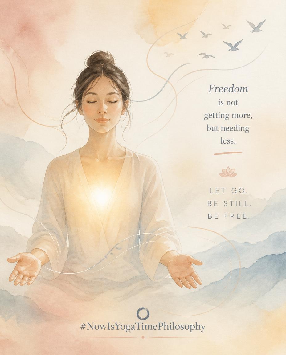 Watercolor figure with open hands and a soft glow at the heart, symbolizing non-grasping and inner freedom. What is Aparigraha