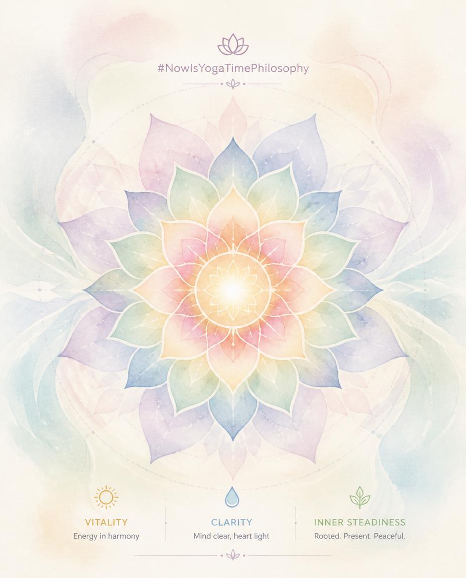 Soft watercolor mandala radiating gentle pastel light, symbolizing vitality and inner steadiness. Brahmacharya fractal