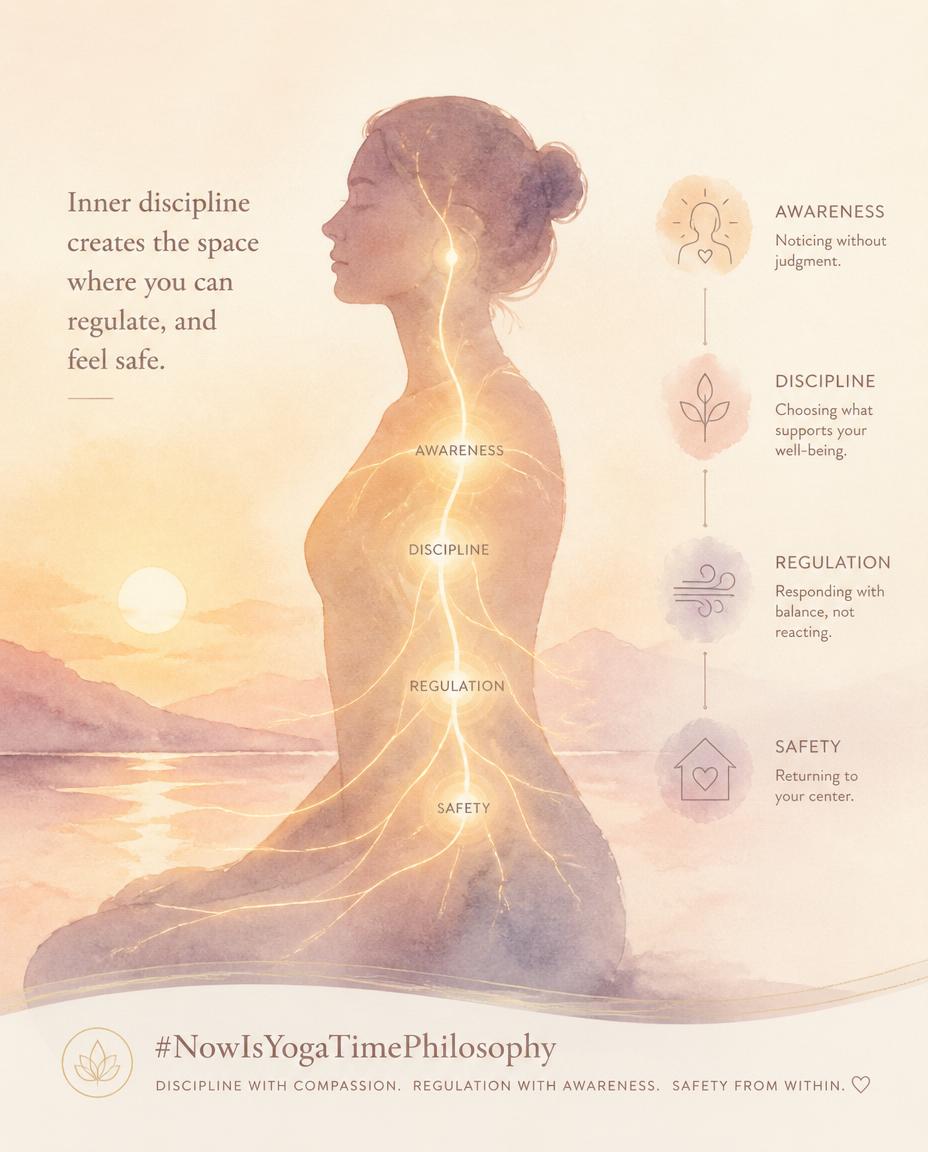 Soft watercolor silhouette with a glowing heart and flowing lines through the body, symbolizing regulation and safety. Yama and the Nervous System.