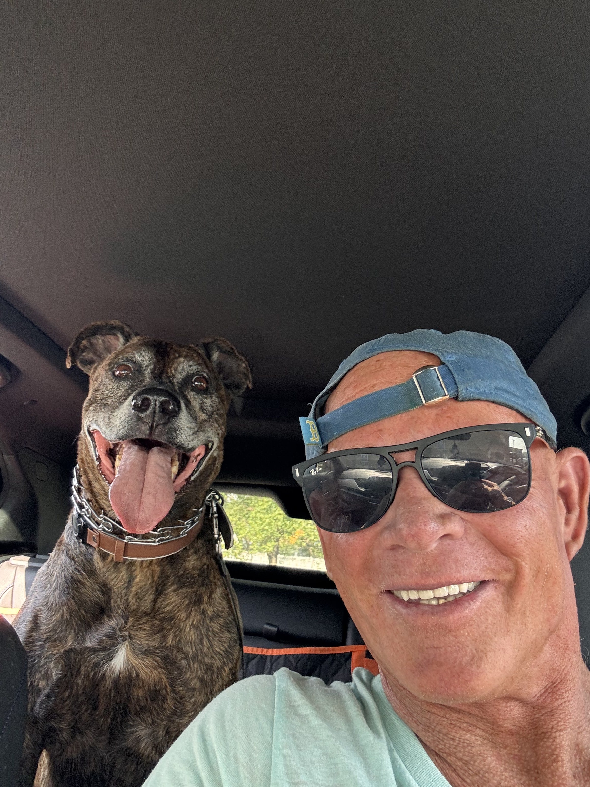 Bentley the gym dog and Kurtis enjoying a peaceful summer moment in Edmonton — Body In Fushion