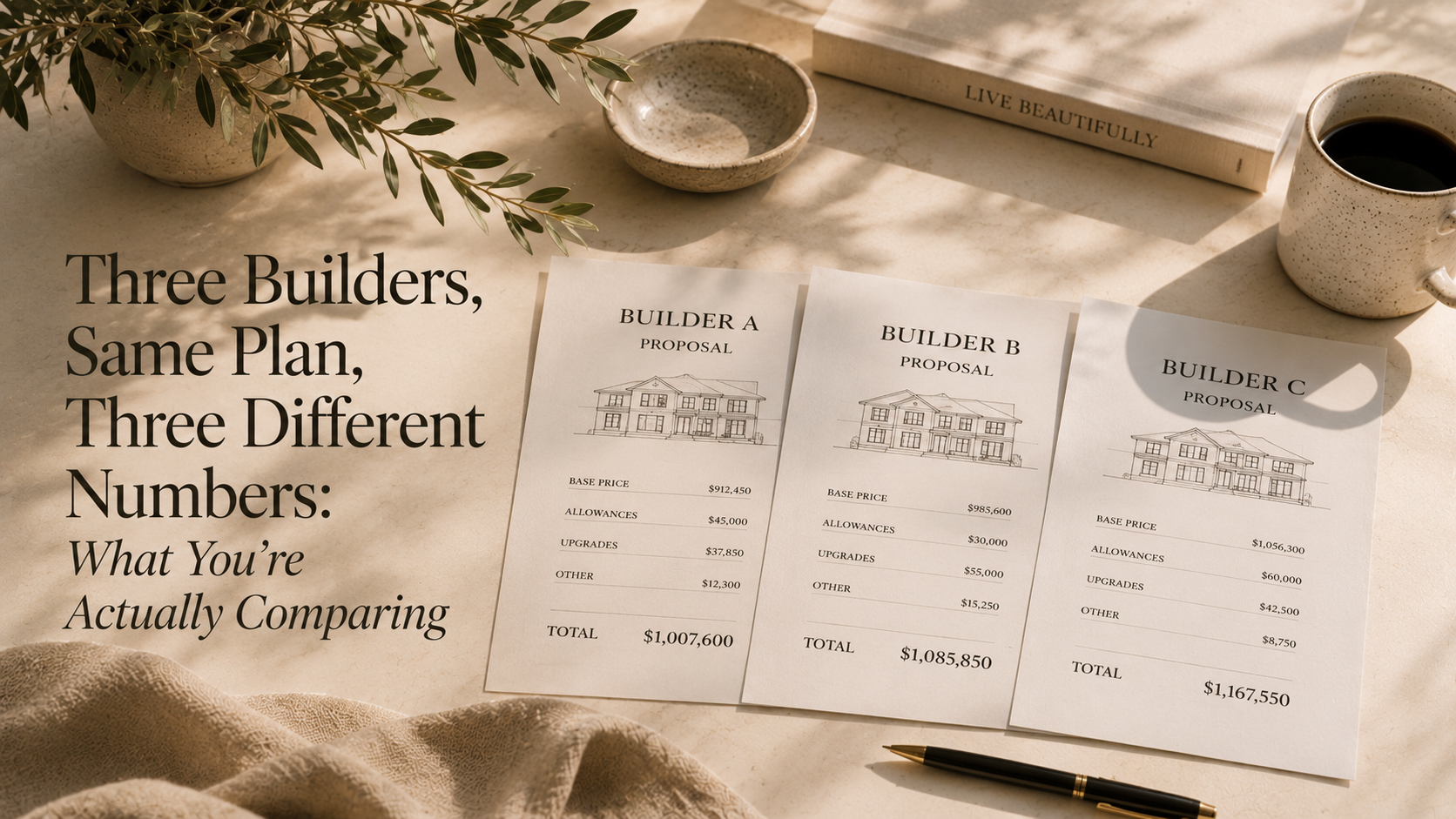 Three Builders, Same Plan, Three Different Numbers: What You're Actually Comparing