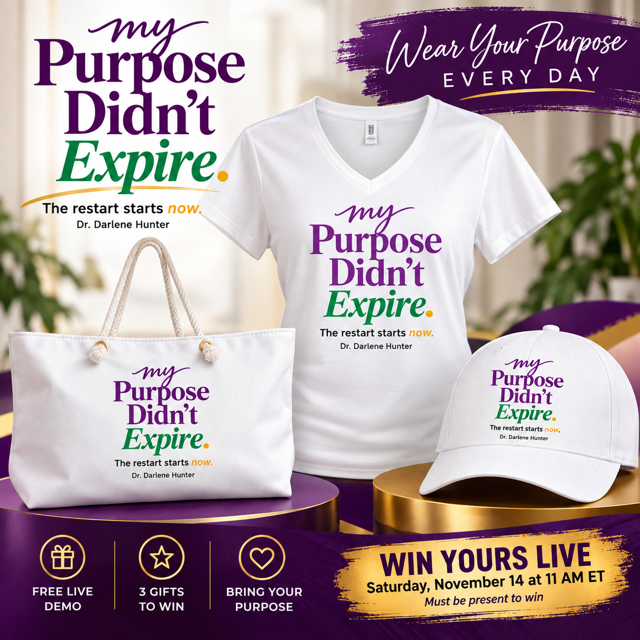 Purpose Didn't Expire tote, shirt, and hat giveaway
