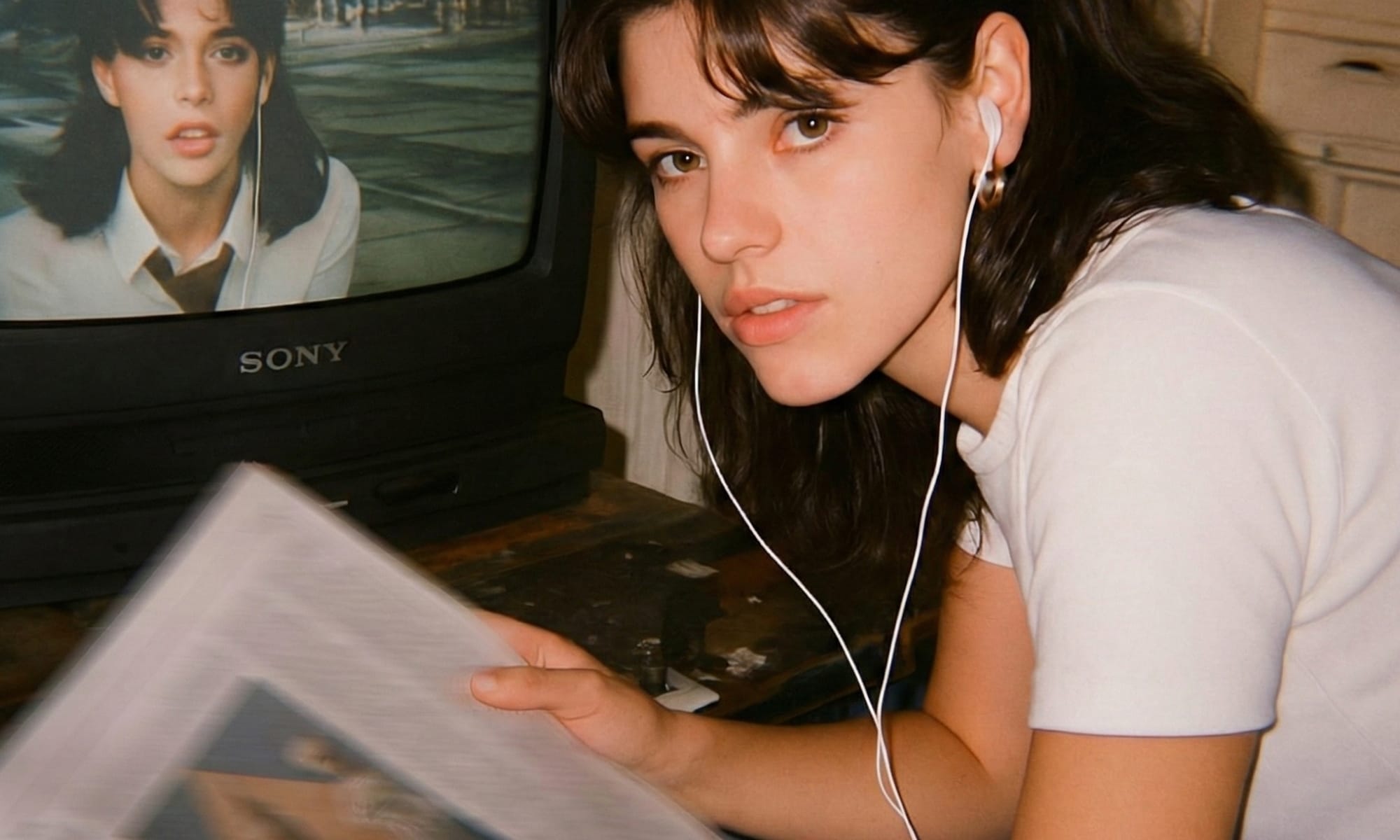 Two brown hares tussle with each other