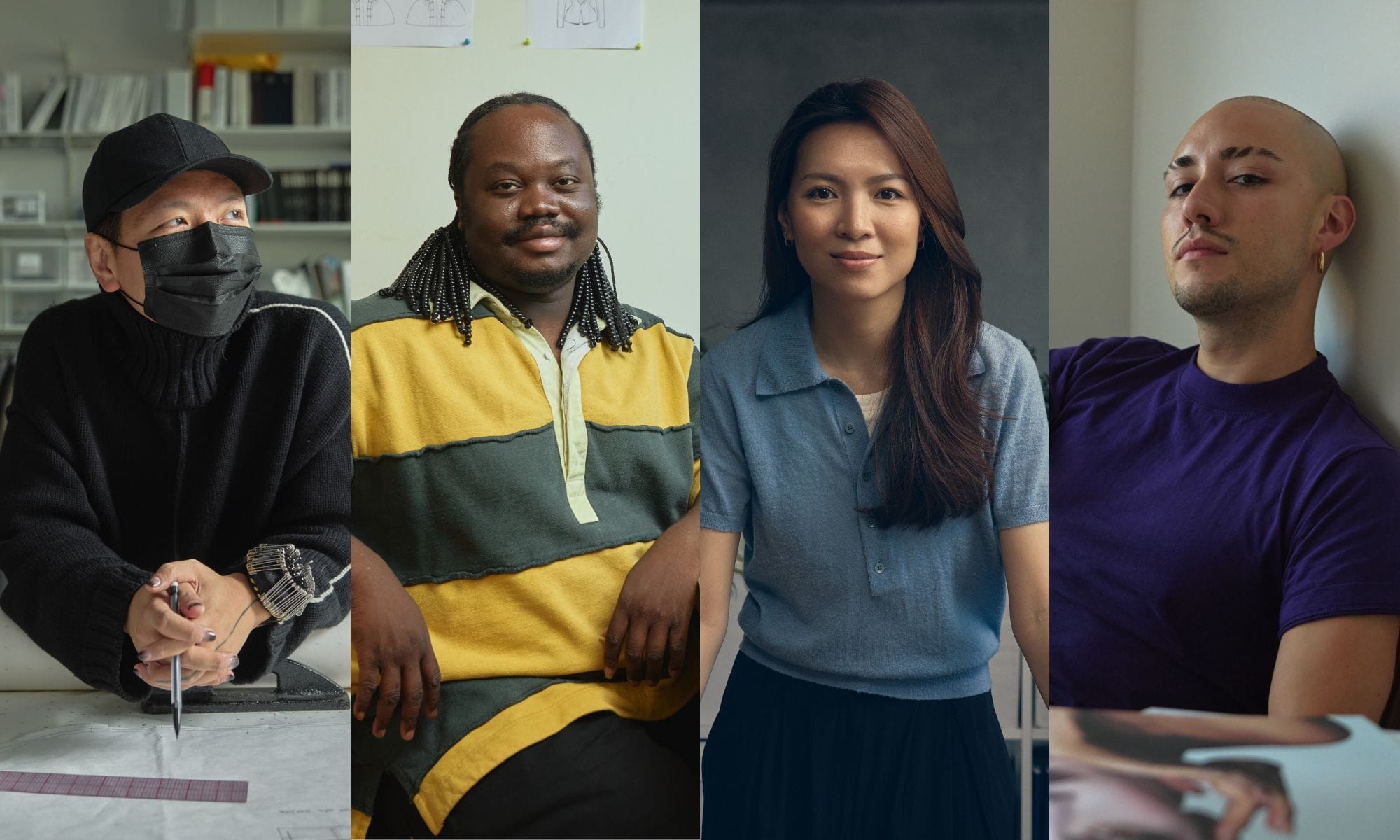 Composite image featuring portraits of Peter Do, Jacques Agbobly, Uyen Tran, and Marcelo Gutierrez, winners of the 2026 Vilcek Prizes in Fashion & Design.