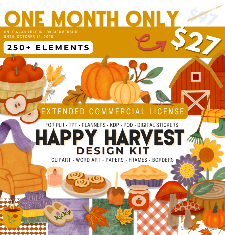 Happy Harvest 2025 Commercial Use Clipart Design Kit