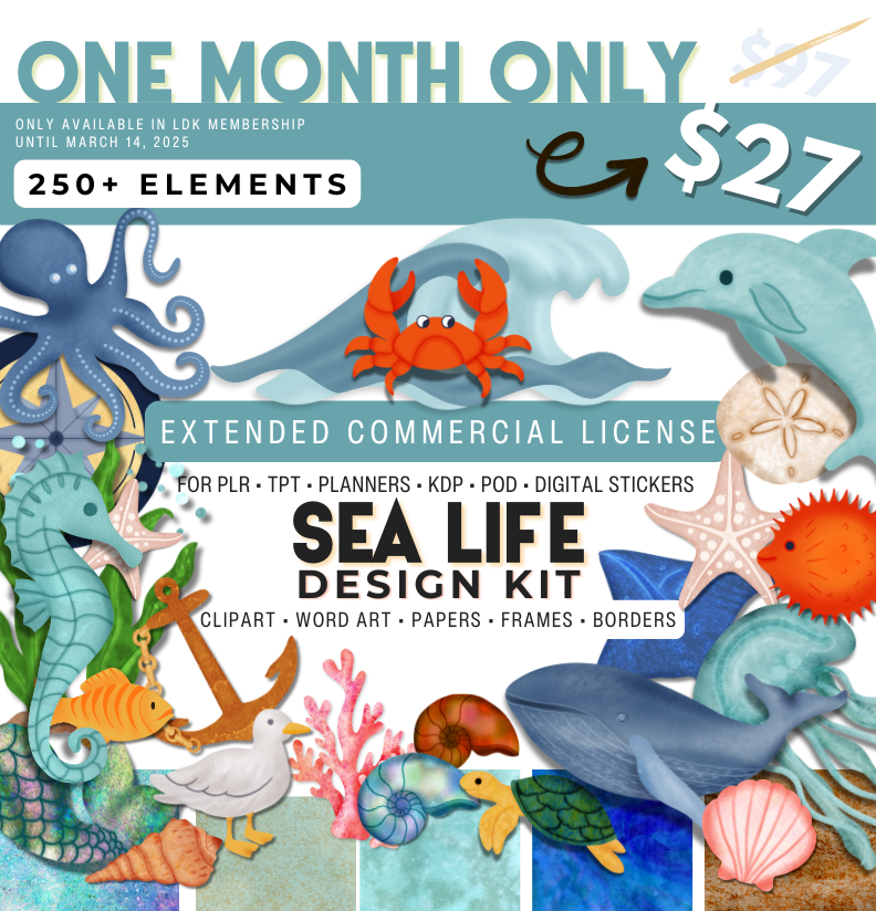 Sea Life 2025 Commercial Use Clipart Design Kit