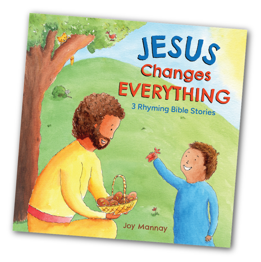 Jesus Changes Everything book cover with Jesus holding a basket of bread while a little boy gives him two fish