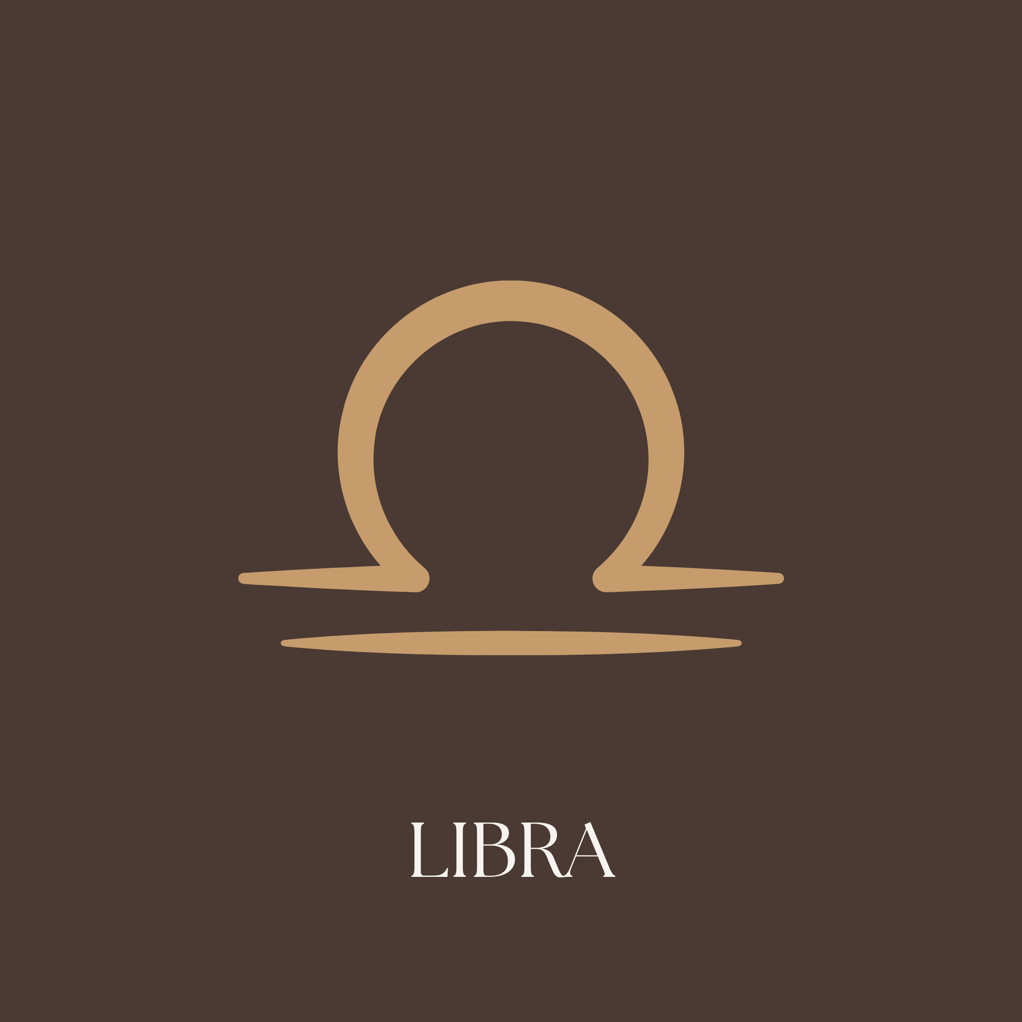 Libra sign icon glyph - gold on espresso background