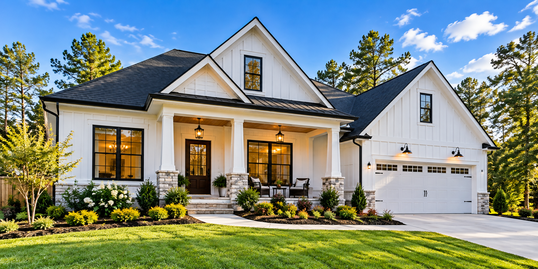 White modern single-family home representing real estate investment opportunities in Middle Georgia.