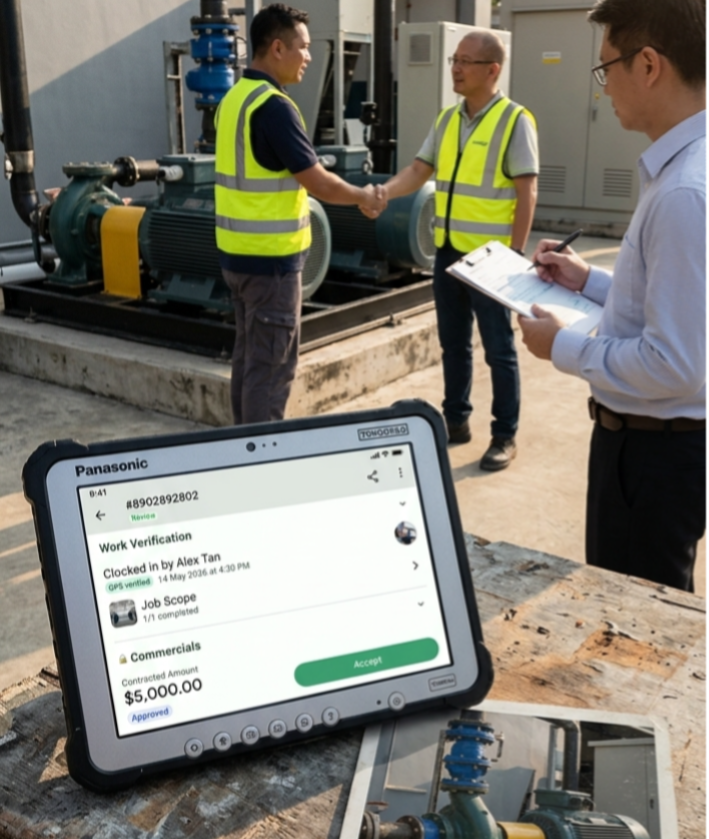 Manager checks GPS-verified photos before approval