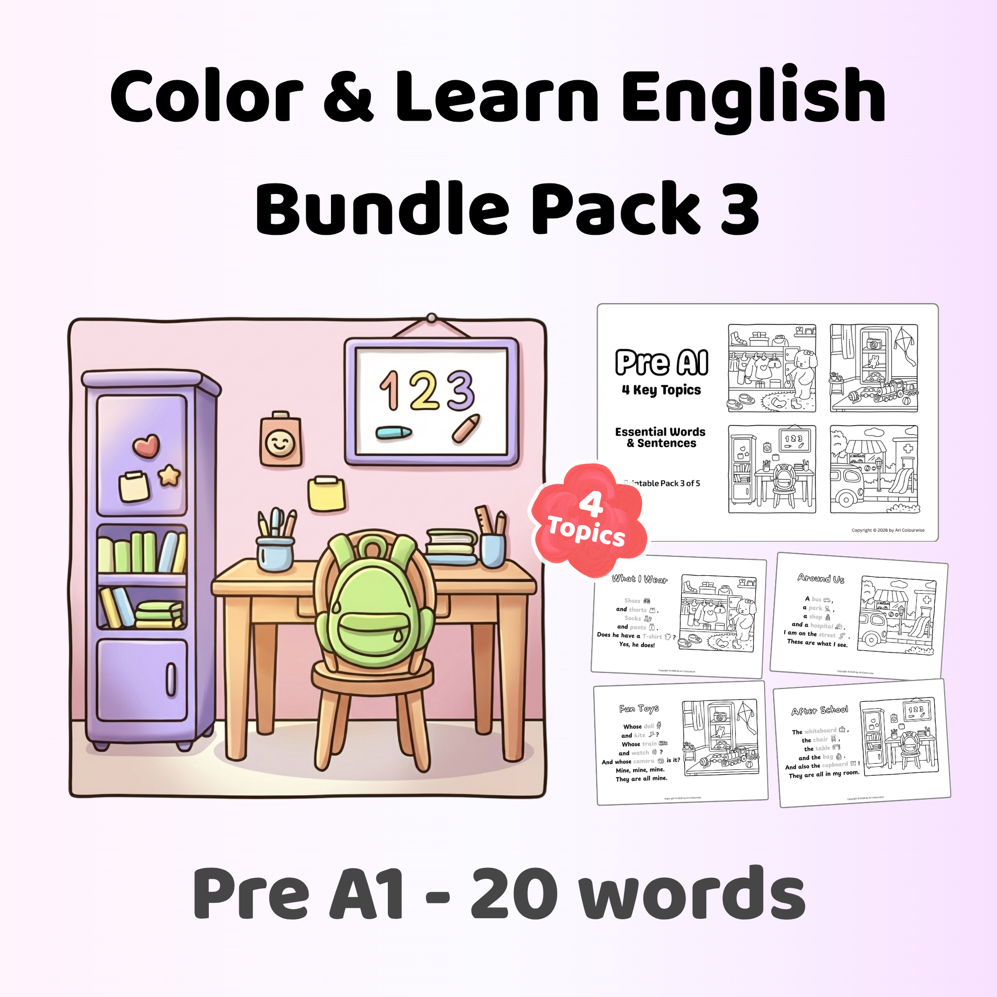 Color & Learn English Bundle Pack 3