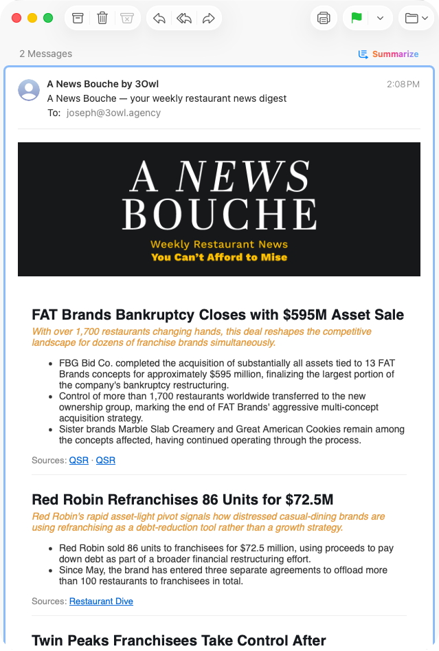 A News Bouche email example
