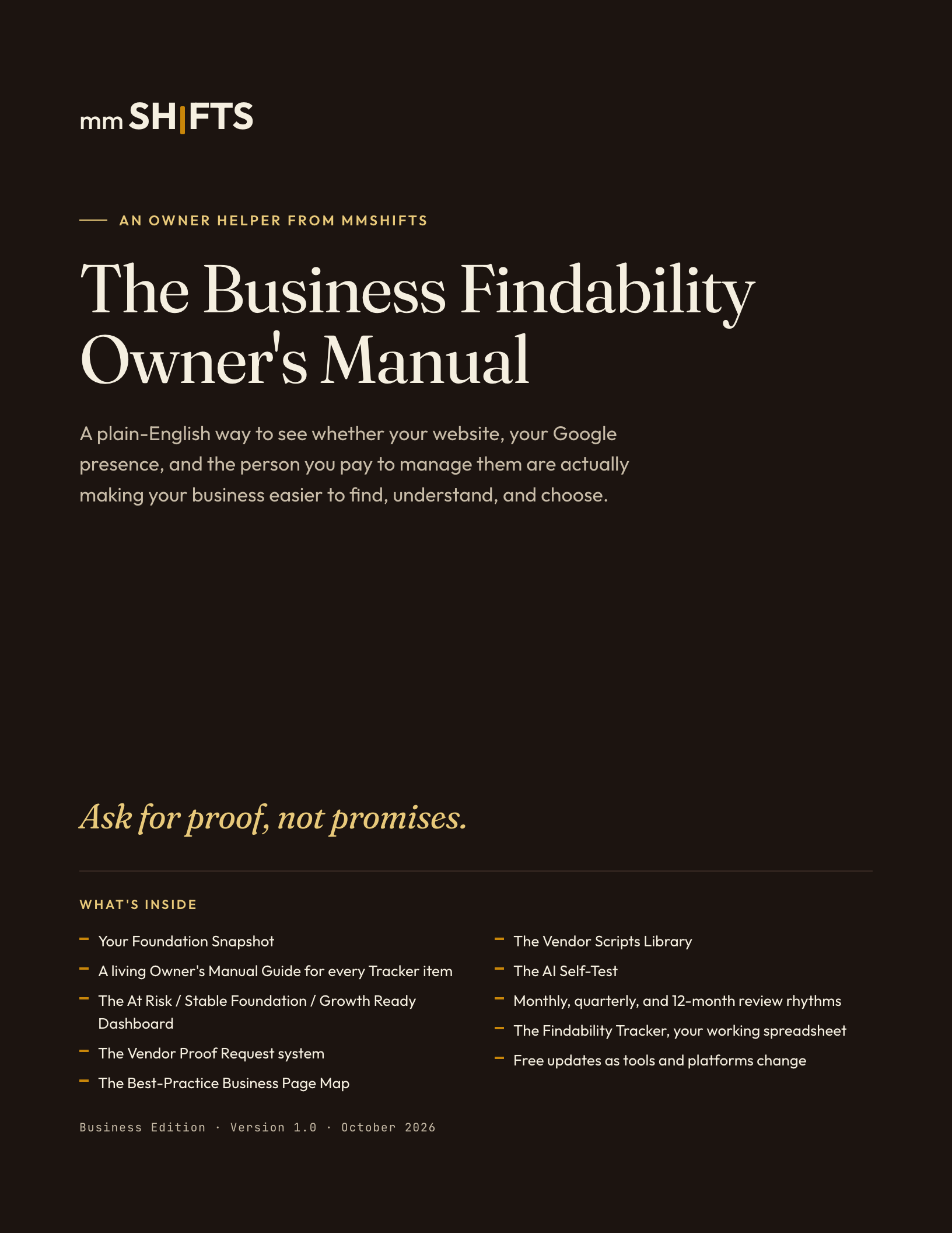 Buness findability owners manual