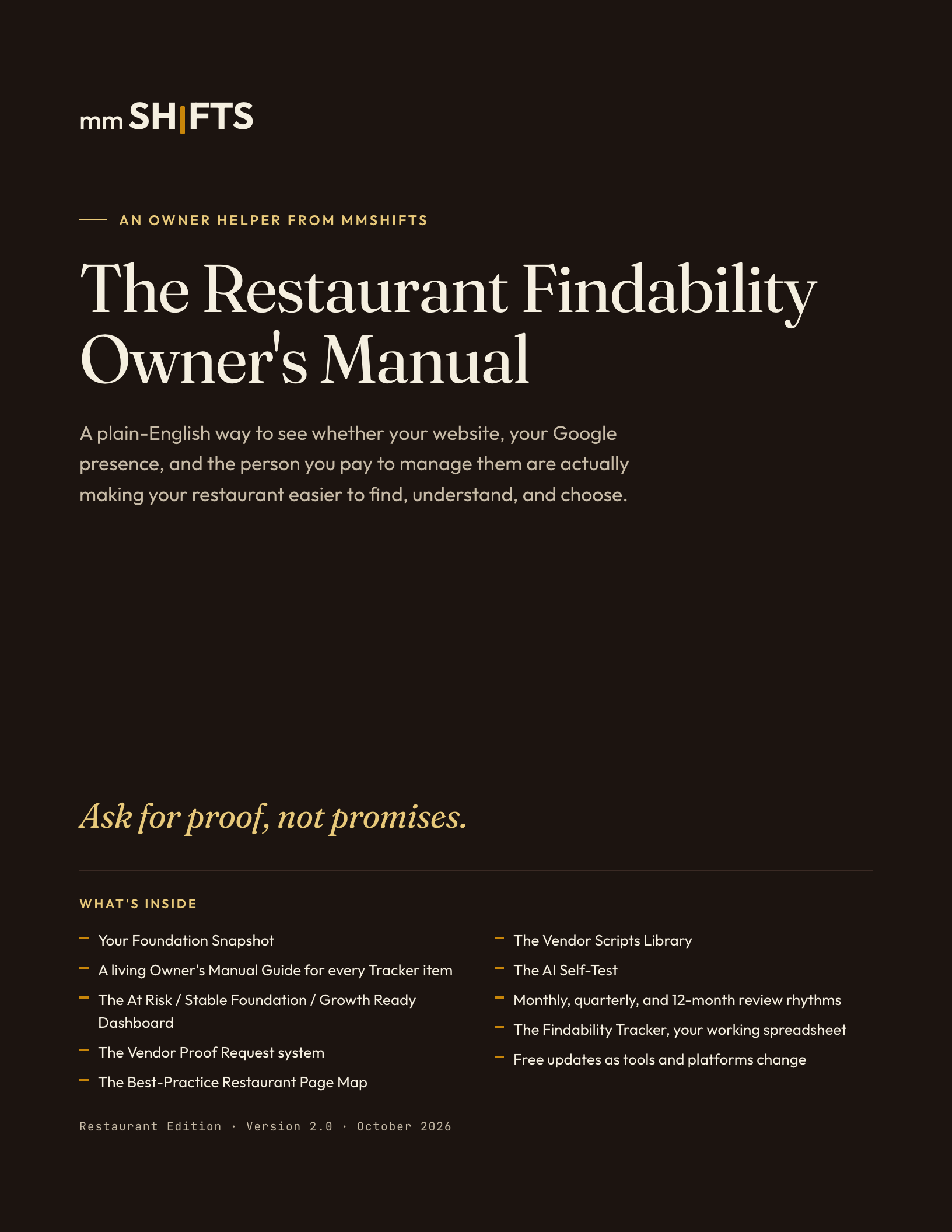 restaurant findability owners manual