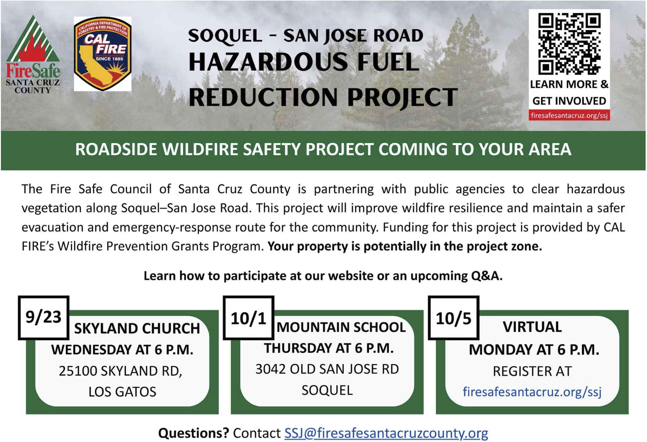 Soquel–San Jose Road Fuels Reduction Project: Upcoming Town Halls