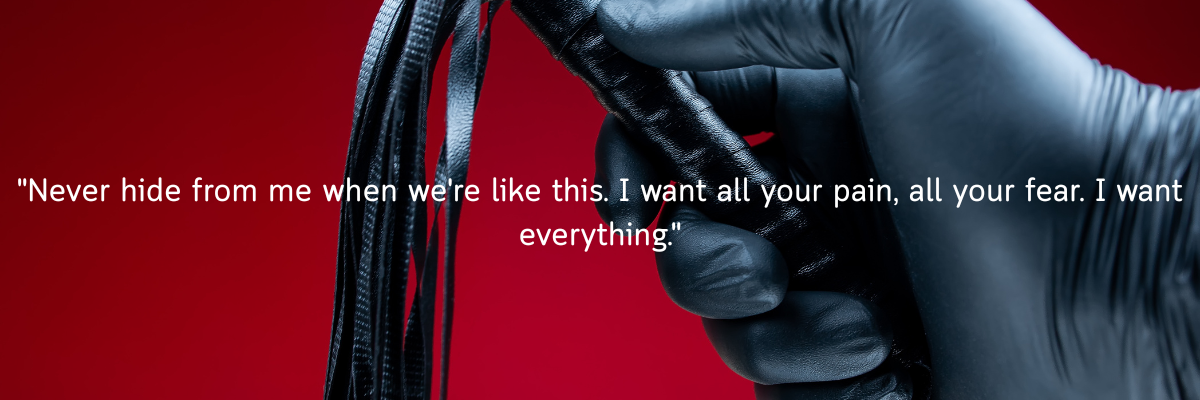Hand with whip and quote: 