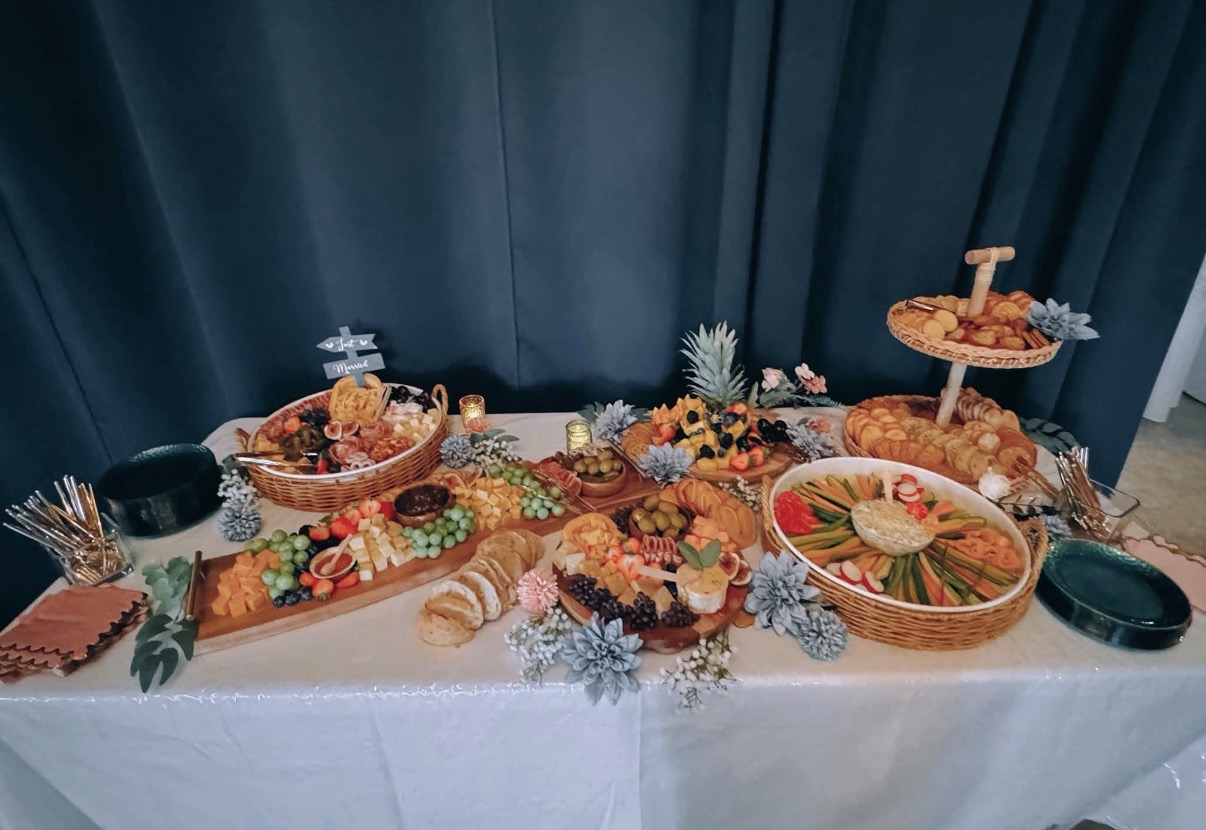 Full wedding grazing table catered on location
