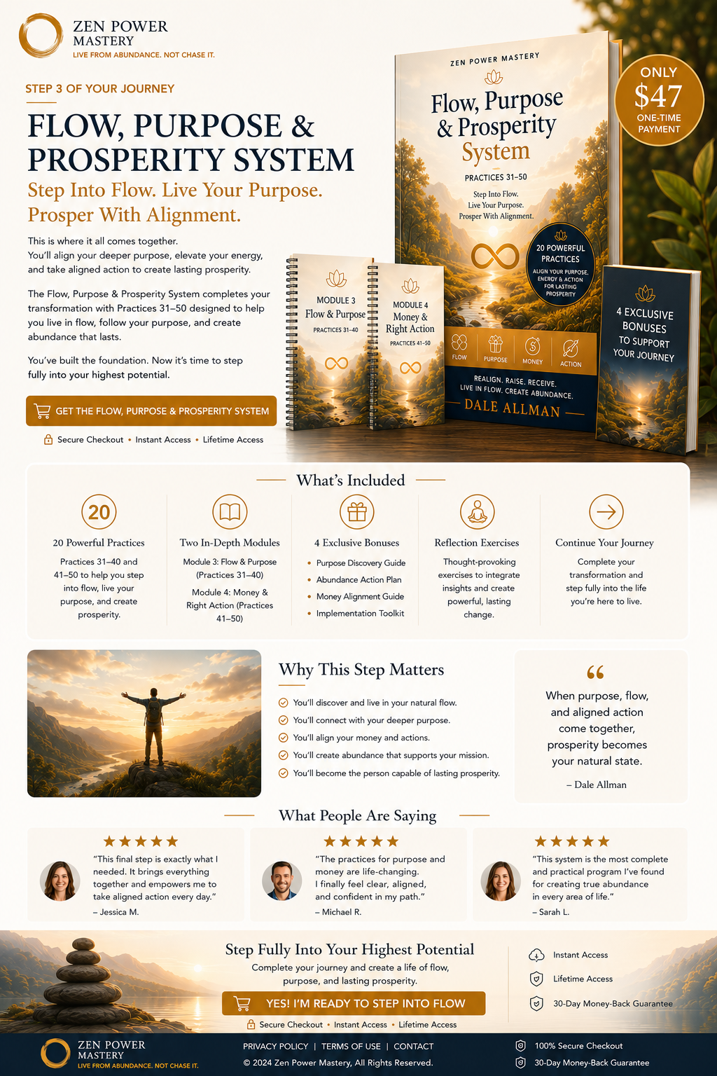 Flow, Purpose and Prosperity System sales page
