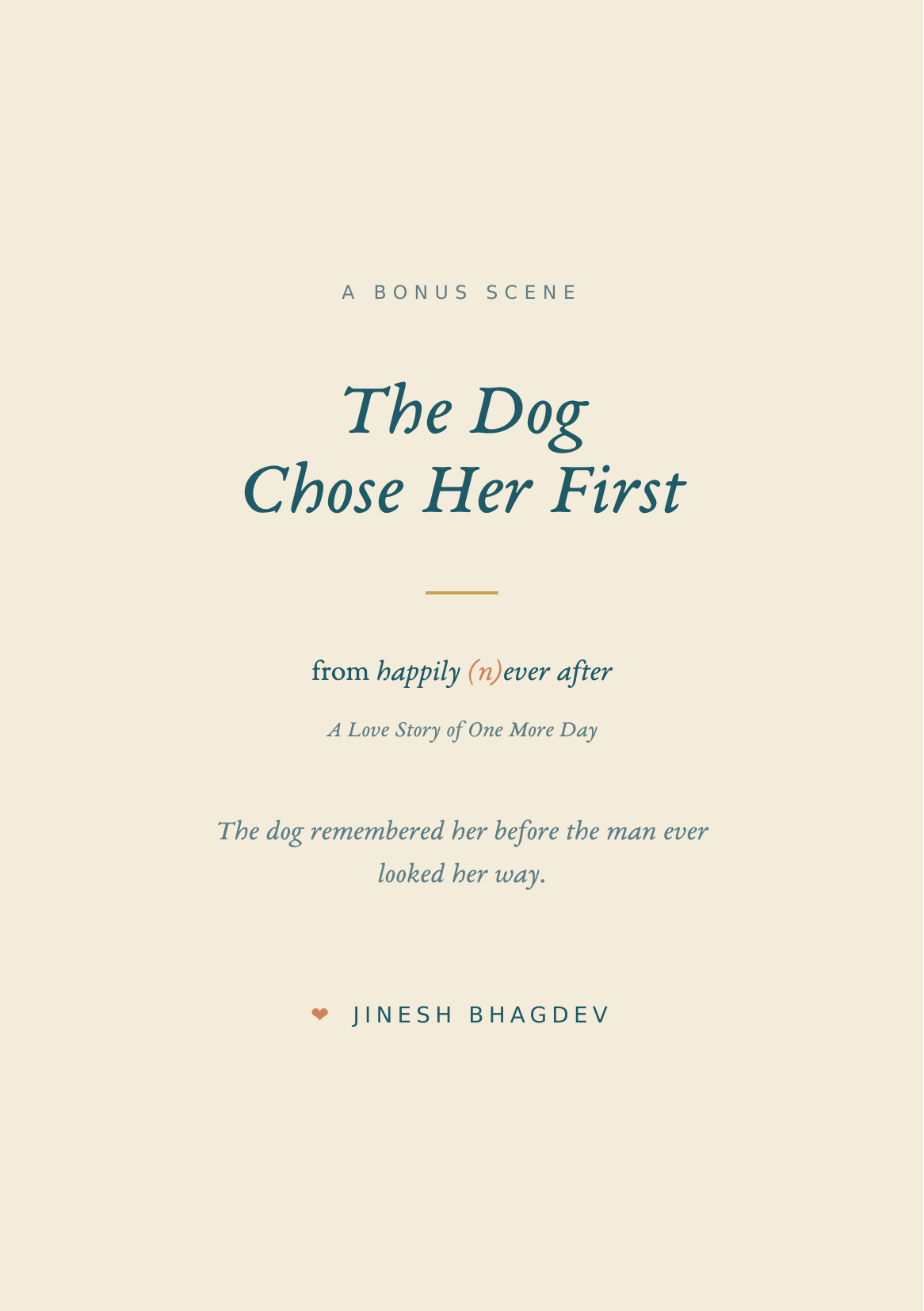 Cover of The Dog Chose Her First, a bonus scene by Jinesh Bhagdev