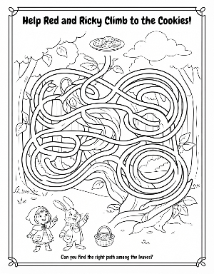 Red and Ricky.  Maze to find the cookies up in the sky