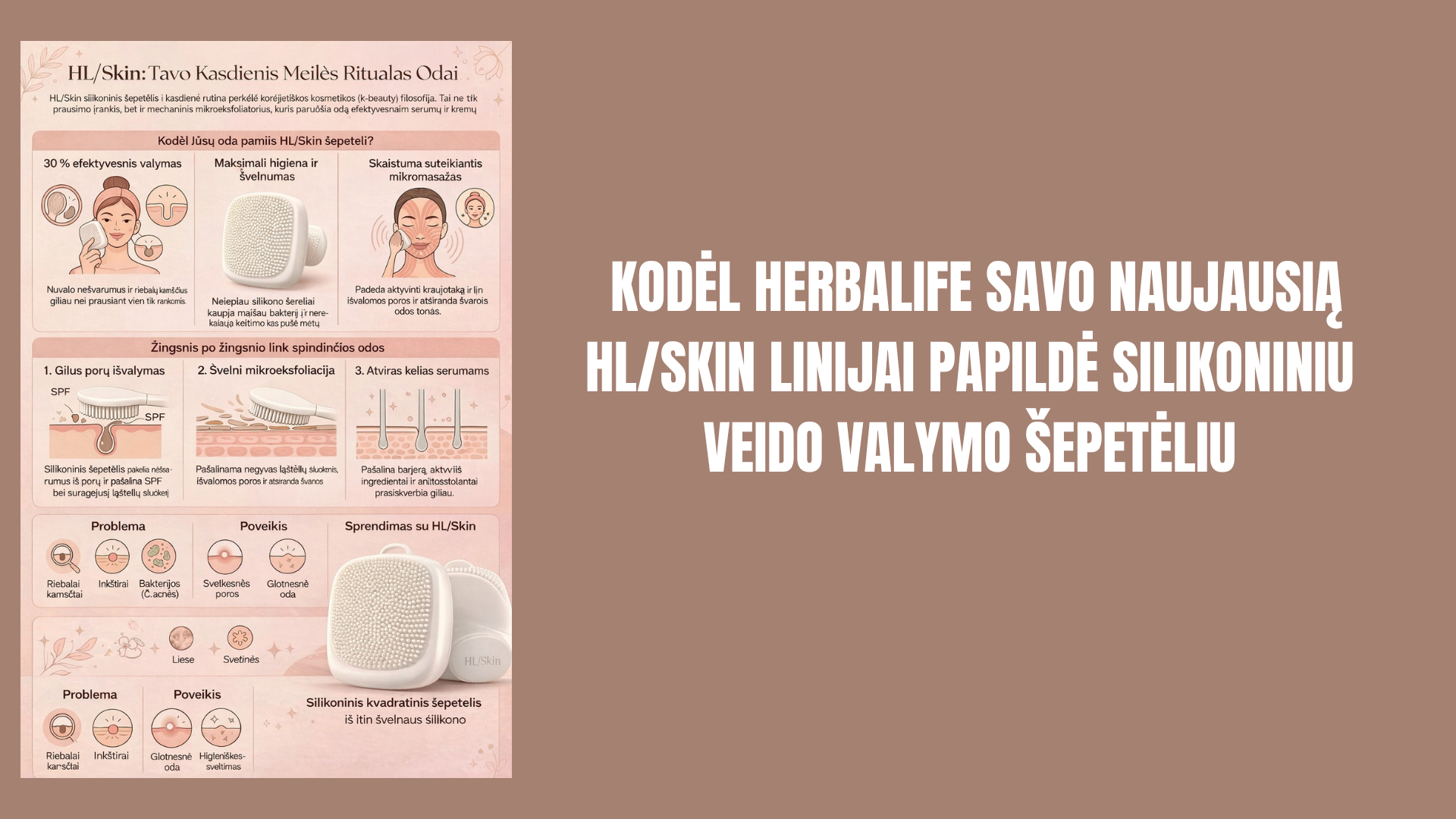 Kodėl Herbalife savo naujausią HL/Skin linijai papildė silikoniniu veido valymo šepetėliu