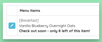 Limited quantity warning on order confirmation